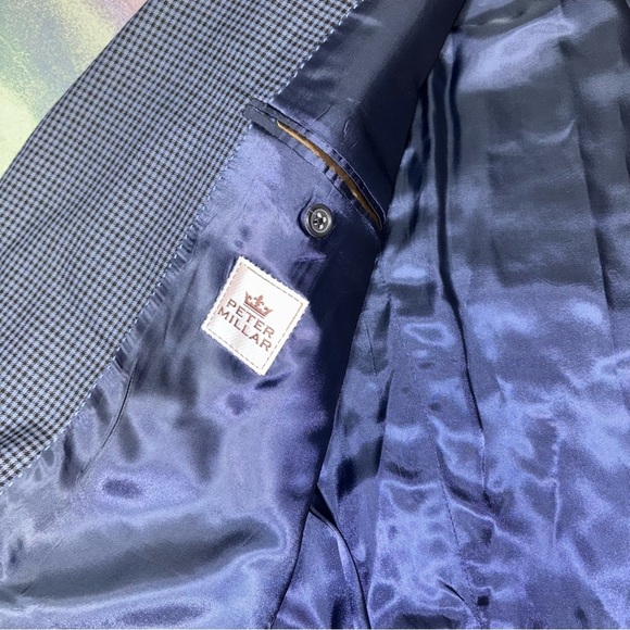 Peter Millar Solid Navy 100% Wool Two Button Sports Coat Blazer Jacket size 42 T - Picture 2 of 8